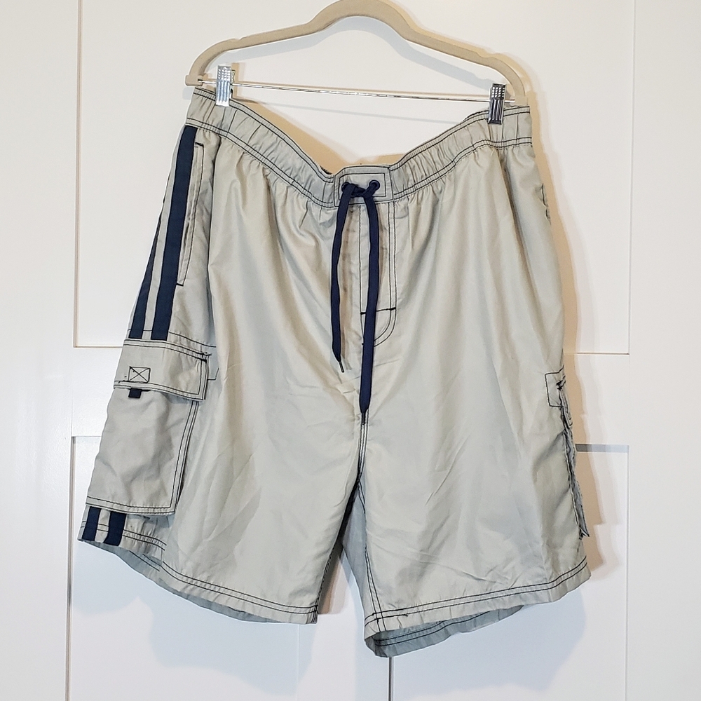 Kanu Surf Swim Trunks Barracuda Silver Gray & Navy NEW Size 3X